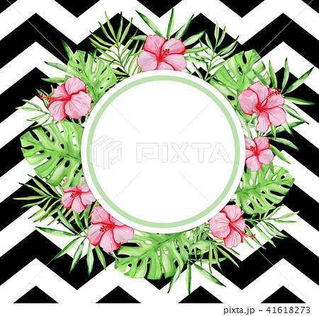 Watercolor tropical floral banner with red flowers 41618273