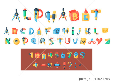 Alphabet Stationery Letters Vector Abc Font のイラスト素材