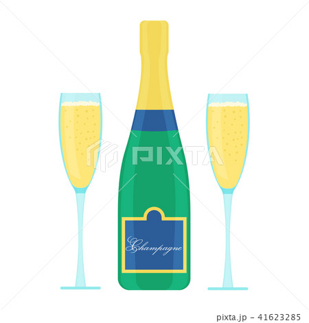 Champagne bottle and two glasses 41623285