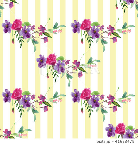 Hand-painted Watercolor pattern of a branch with flowers pink Magnolia flower spring card Hand-painted Watercolor pattern of a branch with flowers pink Magnolia flower spring card 41623479