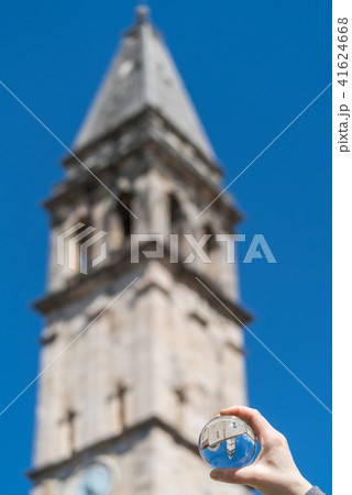Saint Nikola Church reflected in a glass ball Saint Nikola Church reflected in a glass ball 41624668