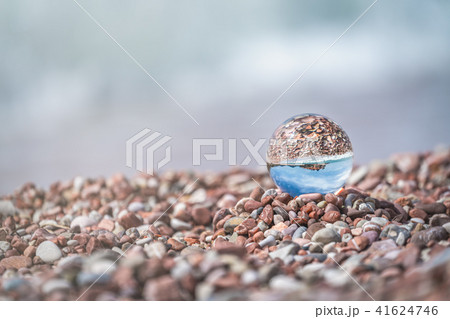 Sveti Stefan reflected in a glass ball 41624746