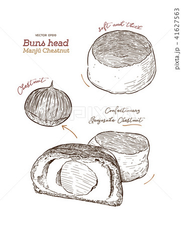 Kurimanju, traditional Japanese confectioneries. Kurimanju, traditional Japanese confectioneries. 41627563