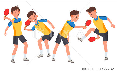 Table Tennis Male Player Vector. Playing In Different Poses. Game Match. Silhouettes. Man Athlete 41627732