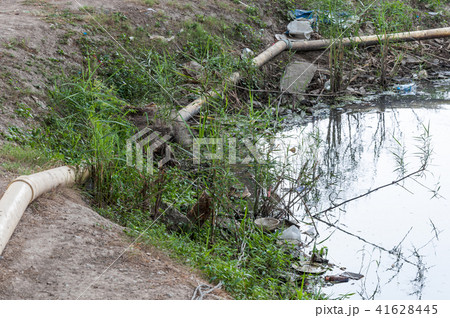 Waste water with the many garbage. 41628445