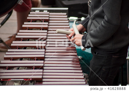 closeup of xylophone player in the street closeup of xylophone player in the street 41628888