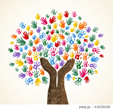 Human Hand Tree For Culture Diversity Conceptのイラスト素材