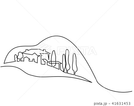 Landscape with village on hill 41631453
