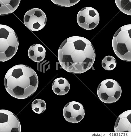 Soccer-balls isolated on black background seamless pattern 3d illustration Soccer-balls isolated on black background seamless pattern 3d illustration 41631738