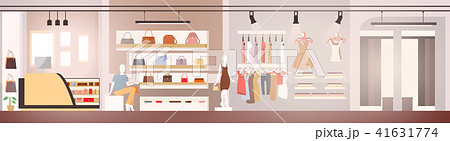Woman Clothes Boutique Showroom or Showcase Vector 41631774