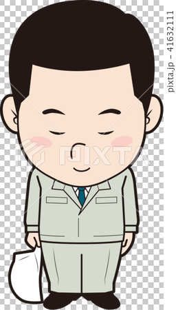 一個穿著工作服的男人鞠躬 41632111