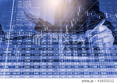 Stock market graph and business financial data on  41633212