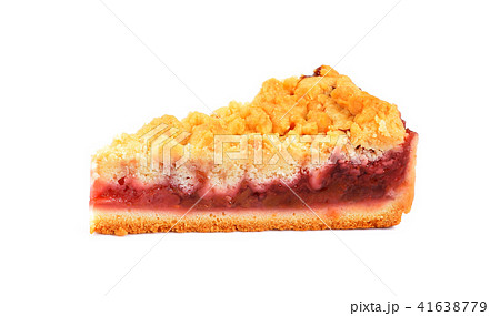 piece of strawberry cheesecake isolated on white 41638779