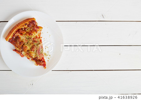 Top view of Italian rustic one slice pizza 41638926