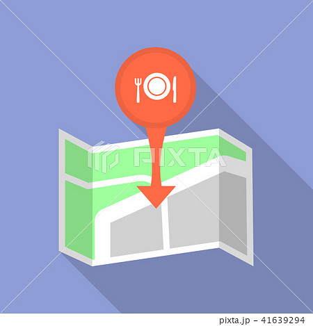 Restaurant pin map icon, flat styleのイラスト素材 [41639294] - PIXTA