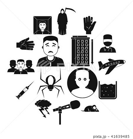 Phobia symbols icons set, simple style 41639485