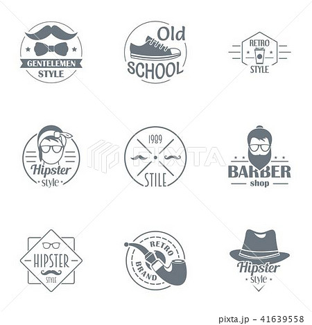 Hipster world logo set, simple style 41639558