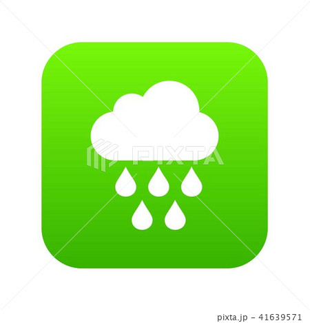 Cloud with rain drops icon digital green 41639571
