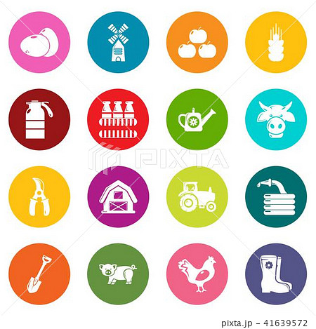 Farm agricultural icons set colorful circles vector Farm agricultural icons set colorful circles vector 41639572
