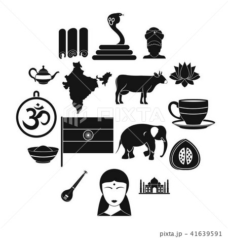India travel icons set, simple style 41639591