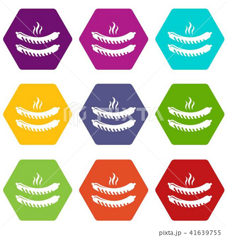 Grilled sausages icons set 9 vector 41639755