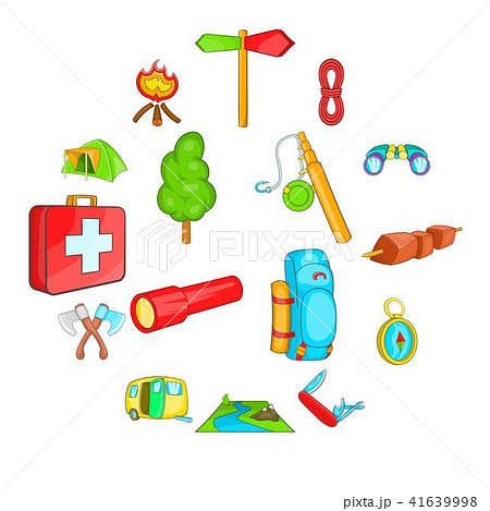 Camping icons set, cartoon style Camping icons set, cartoon style 41639998