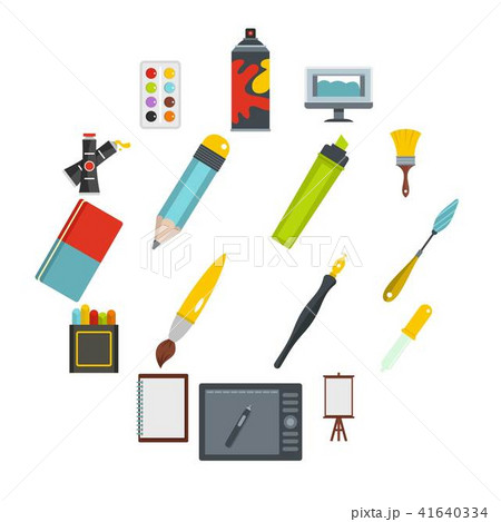 Design and drawing tools icons set in flat style 41640334