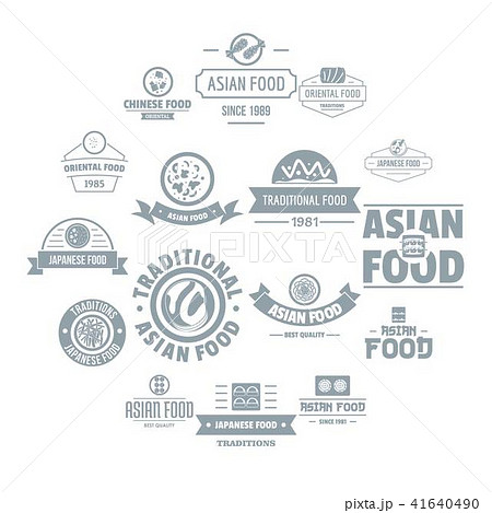 Asian food logo icons set, simple style Asian food logo icons set, simple style 41640490