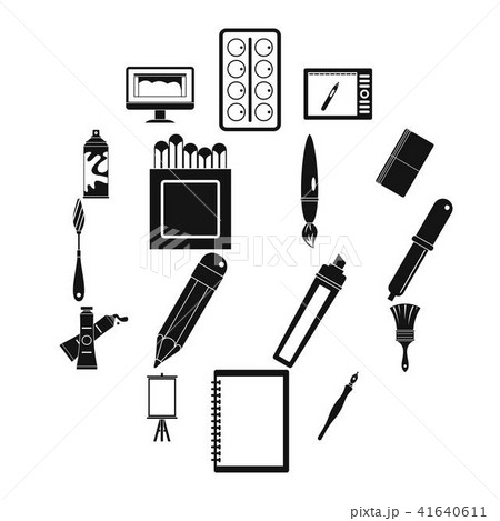 Design and drawing tools icons set, simple style Design and drawing tools icons set, simple style 41640611