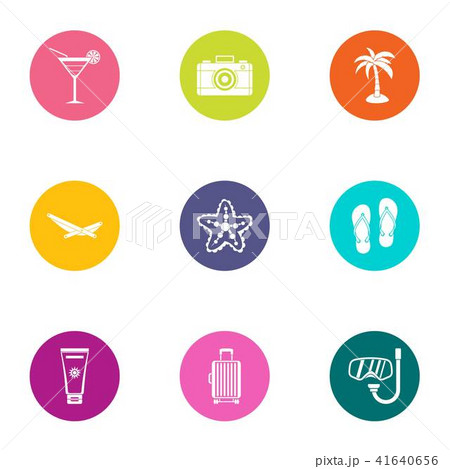 Hot day icons set, flat style Hot day icons set, flat style 41640656
