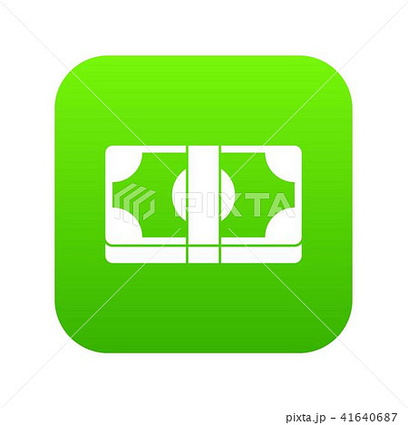 Packed dollars money icon digital green 41640687