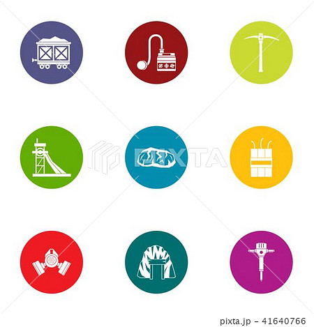 Underground work icons set, flat style 41640766