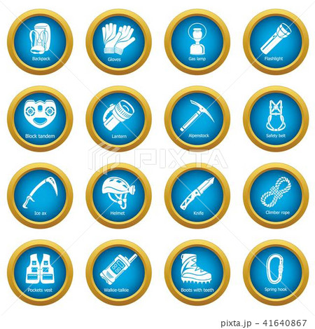 Speleology equipment icons set, simple style Speleology equipment icons set, simple style 41640867