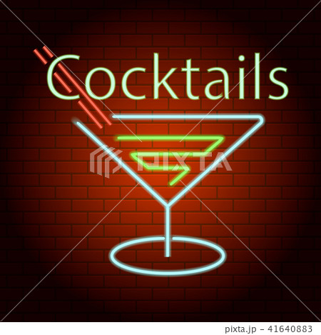 Cocktails logo neon light icon, realistic style Cocktails logo neon light icon, realistic style 41640883