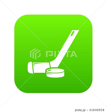 Stick washer ice hockey icon green vector Stick washer ice hockey icon green vector 41640958