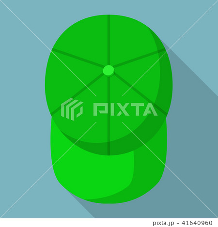 Top view of green baseball cap icon, flat style Top view of green baseball cap icon, flat style 41640960