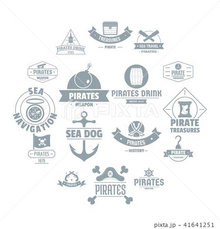 Pirate logo icons set, simple style 41641251