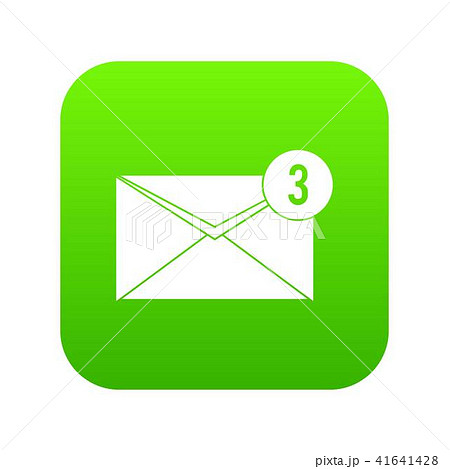 Envelope with three messages icon digital green Envelope with three messages icon digital green 41641428