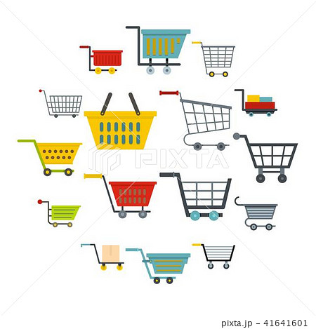 Shopping cart icons set in flat style 41641601