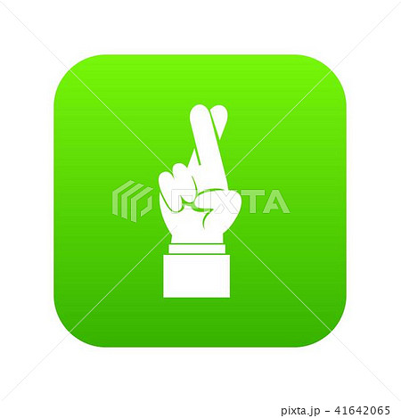 Fingers crossed icon digital green Fingers crossed icon digital green 41642065