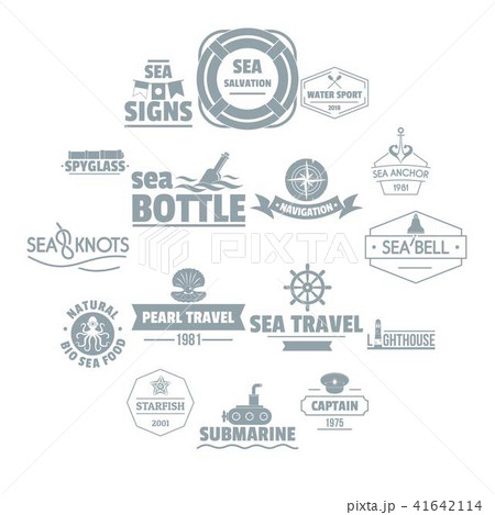 Nautical sea logo icons set, simple style 41642114