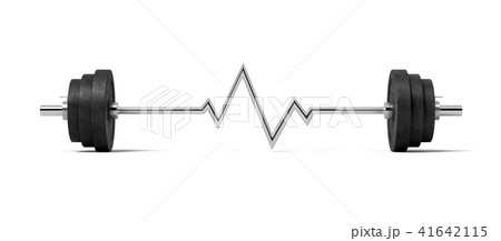 3d rendering of single barbell with heavy weights the steel bar twisted in a heartbeat pattern in 3d rendering of single barbell with heavy weights the steel bar twisted in a heartbeat pattern in 41642115