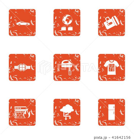 Business band icons set, grunge style 41642156