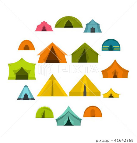 Tent forms icons set in flat style Tent forms icons set in flat style 41642369