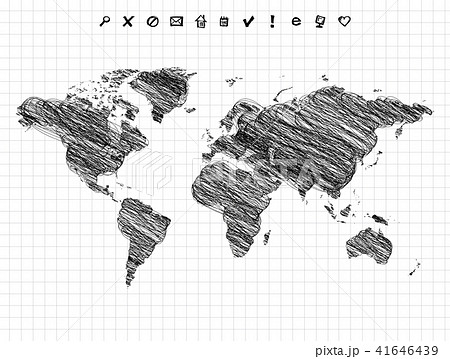 World map drawing, pencil sketch 41646439
