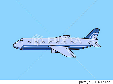 Blue commercial airliner, aircraft, airplane. Flat vector illustration. Isolated on blue background. 41647422
