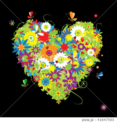 Summer floral heart for your design Summer floral heart for your design 41647503