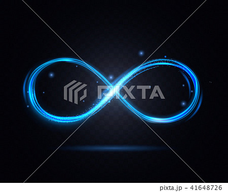 Shiny Infinity Symbol on a Dark Transparent Background. Vector 41648726