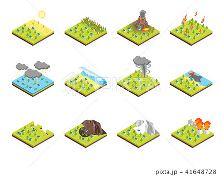 Nature Disaster Concept Set 3d Isometric View. Vector 41648728