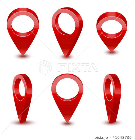 Realistic Detailed 3d Red Map Pointer Pin Set. Vector Realistic Detailed 3d Red Map Pointer Pin Set. Vector 41648736